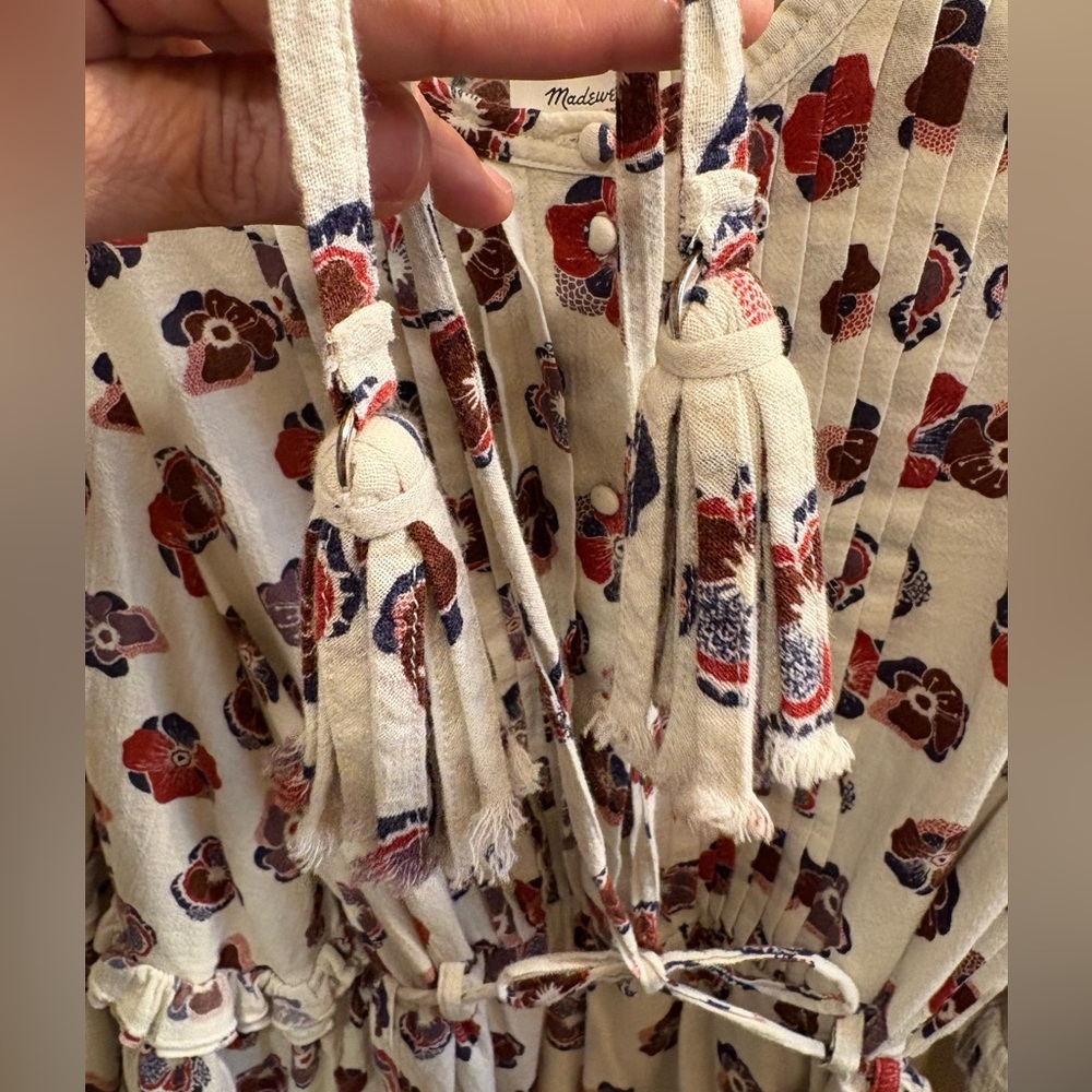 NWOT Madewell x Karen Walker Floral Fantasia Ruffled Cotton Midi Dress Women’s 6 - Picture 12 of 16